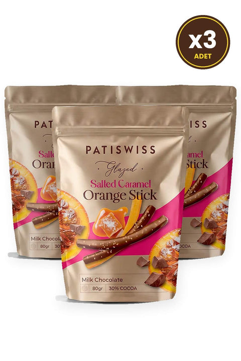 Tuzlu Karamelli Sütlü Çikolata Kaplı Portakal Çubukları 80G X 3 Adet