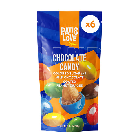 Patislove Renkli Şeker Kaplı Sütlü Çikolatalı Bütün Yer Fıstığı Draje, 90G x 6 Adet