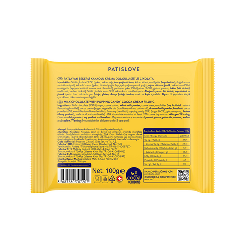 Guilty Patlayan Şekerli Sütlü Tablet Çikolata, 100G