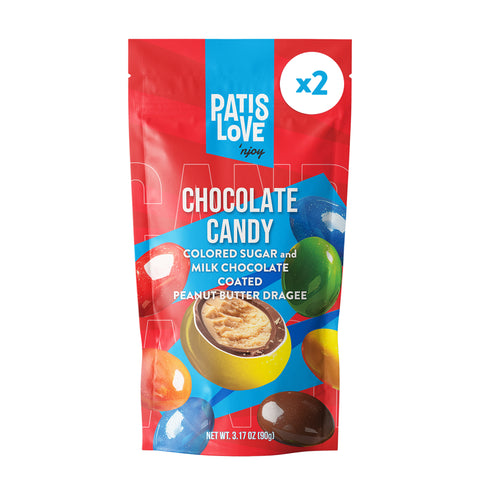 Patislove Renkli Şeker Kaplı Sütlü Çikolatalı Yer Fıstığı Krema Draje, 90g x 2 Adet