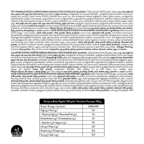 Cosmo Dome Frambuaz Reçelli ve Antep Fıstıklı Köpük Krema Dolgulu Sütlü Çikolata, 90G