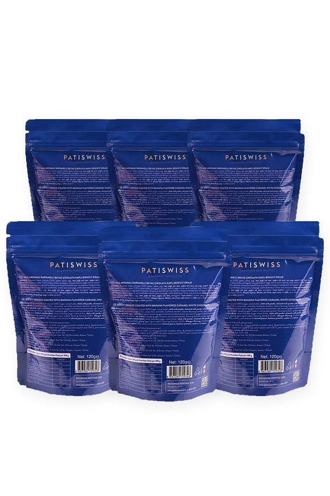 Muz Aromalı Karamelli Beyaz Çikolatalı Bisküvi Draje 120G X 6 Adet