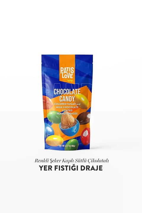 Patislove Renkli Şeker Kaplı Sütlü Çikolatalı Bütün Yer Fıstığı Draje, 90G X 6 Adet