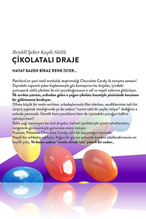 Patislove Renkli Şeker Kaplı Sütlü Çikolatalı Draje, 90G X 6 Adet