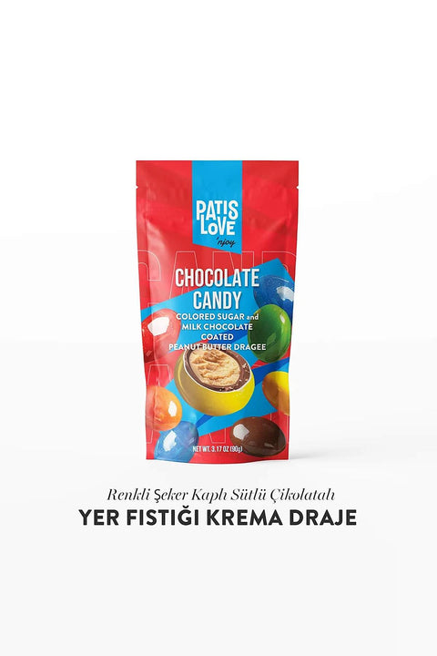 Patislove Renkli Şeker Kaplı Sütlü Çikolatalı Yer Fıstığı Krema Draje, 90G X 6 Adet