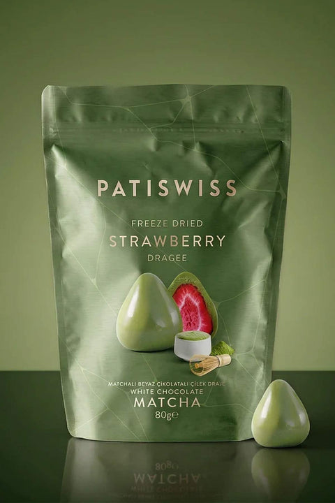 Matcha & Beyaz Çikolata Kaplı Çilek Draje 80G X 6 Adet