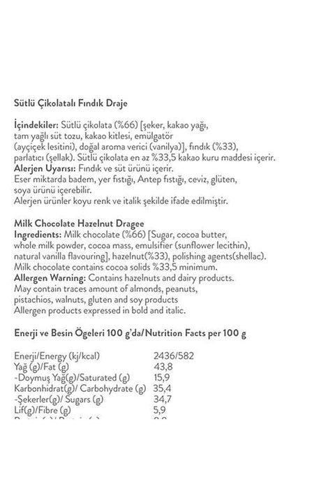 Sütlü Çikolata Kaplı Fındık Draje 80G X 3 Adet