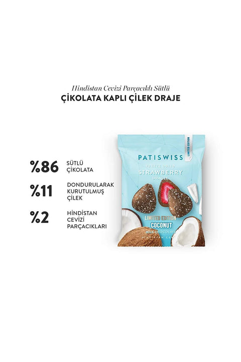 Sütlü Çikolatalı Hindistan Cevizli Çilek Draje, 50G X 3 Adet