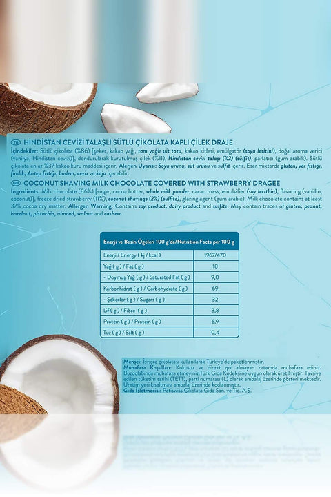 Sütlü Çikolatalı Hindistan Cevizli Çilek Draje, 50G X 3 Adet