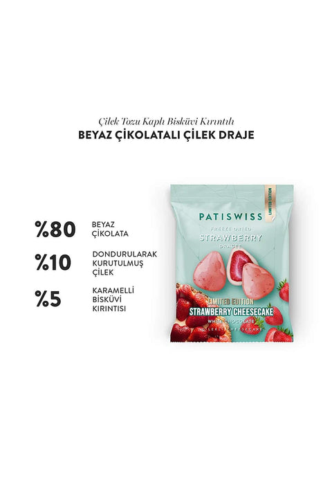 Beyaz Çikolatalı Çilekli Cheesecake Çilek Draje, 50G X 3 Adet