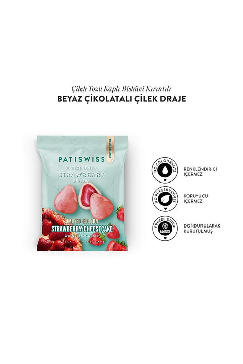 Beyaz Çikolatalı Çilekli Cheesecake Çilek Draje, 50G X 3 Adet