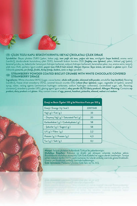 Beyaz Çikolatalı Çilekli Cheesecake Çilek Draje, 50G X 3 Adet