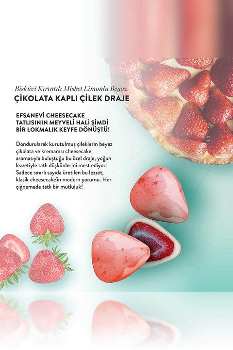 Beyaz Çikolatalı Çilekli Cheesecake Çilek Draje, 50G X 3 Adet