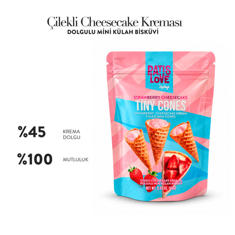 Çilekli Cheesecake Kreması Dolgulu Mini Külahlar 66 G