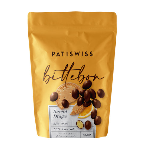 Bittebon Portakal Aromalı Sütlü Çikolatalı Bisküvi Draje, 120G