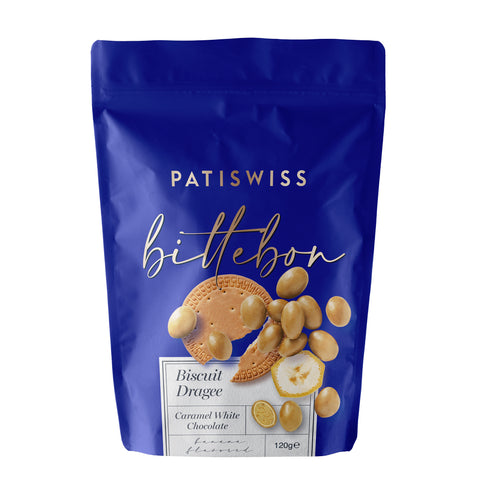 Bittebon Muz Aromalı Karamelli Beyaz Çikolatalı Bisküvi Draje, 120G