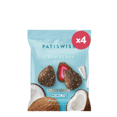 Sütlü Çikolatalı Hindistan Cevizli Çilek Draje, 50G x 4 Adet