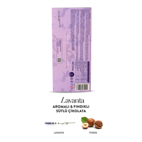 Anneler Günü Lavanta Aromalı ve Fındıklı Sütlü Çikolata, 100G