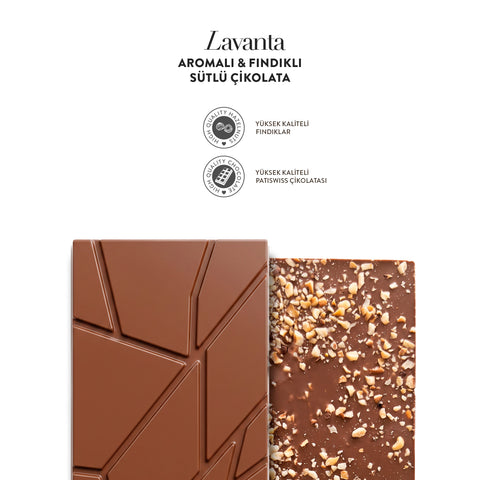Anneler Günü Lavanta Aromalı ve Fındıklı Sütlü Çikolata, 100G