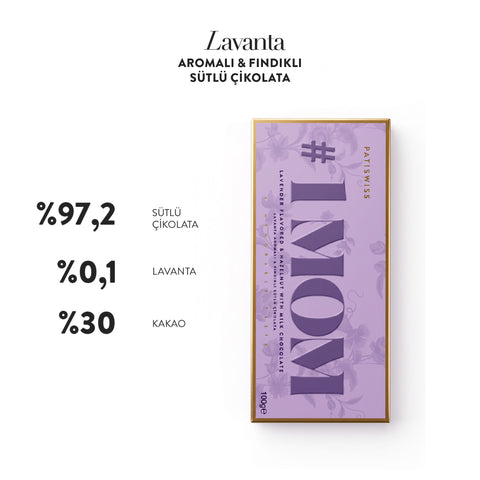 Anneler Günü Lavanta Aromalı ve Fındıklı Sütlü Çikolata, 100G