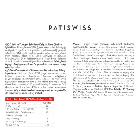 Chocolate Bomb Çilekli ve Yumuşak Şekerleme Dolgulu Bitter Çikolata, 105G