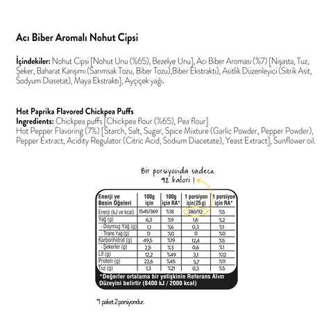 Acı Biber Aromalı Nohut Cips, 50G
