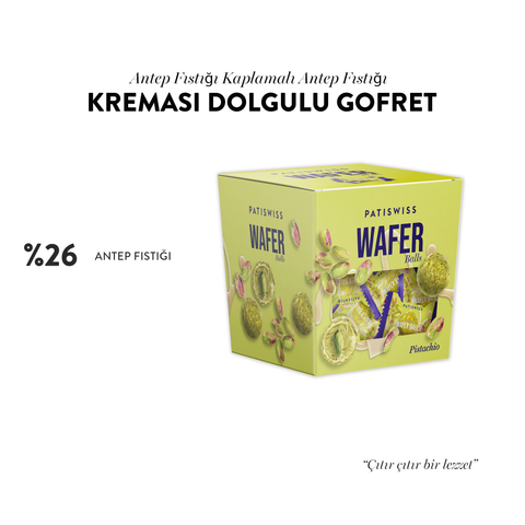 Antep Fıstığı Kreması Kaplamalı ve Dolgulu Wafer Gofret, 150G