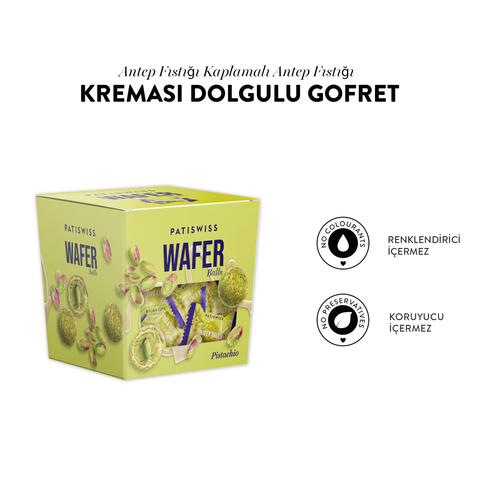Antep Fıstığı Kreması Kaplamalı ve Dolgulu Wafer Gofret, 150G