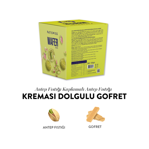 Antep Fıstığı Kreması Kaplamalı ve Dolgulu Wafer Gofret, 150G