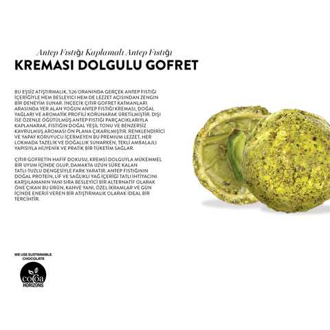 Antep Fıstığı Kreması Kaplamalı ve Dolgulu Wafer Gofret, 150G