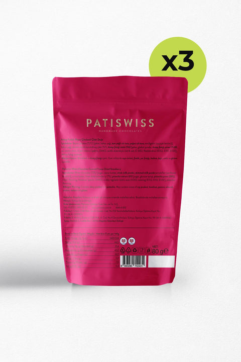 Antep Fıstıklı Beyaz Çikolatalı Çilek Draje, 80G x 3 Adet