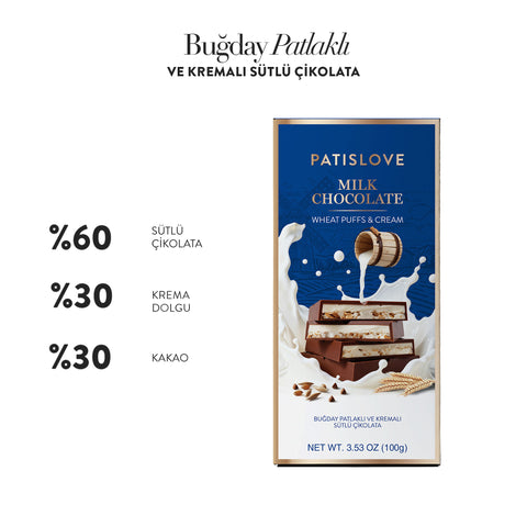 Buğday Patlaklı ve Kremalı Sütlü Çikolata, 100G