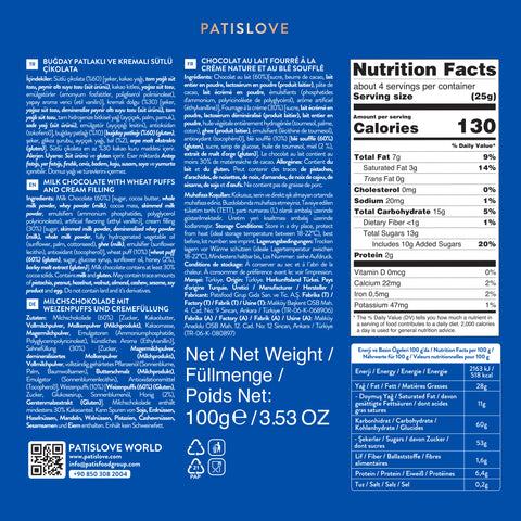 Buğday Patlaklı ve Kremalı Sütlü Çikolata, 100G