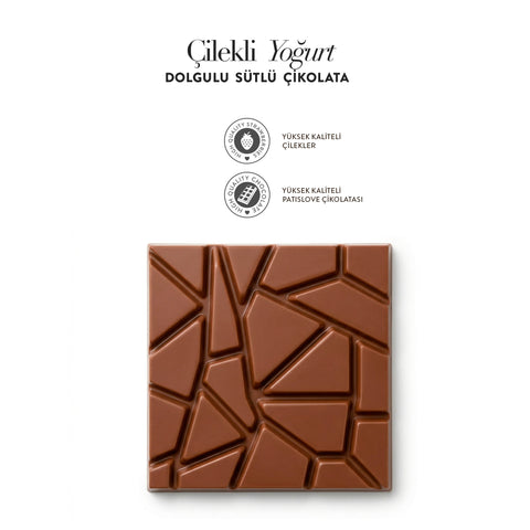 Patislove Çilekli Yoğurt Dolgulu Sütlü Çikolata, 100G