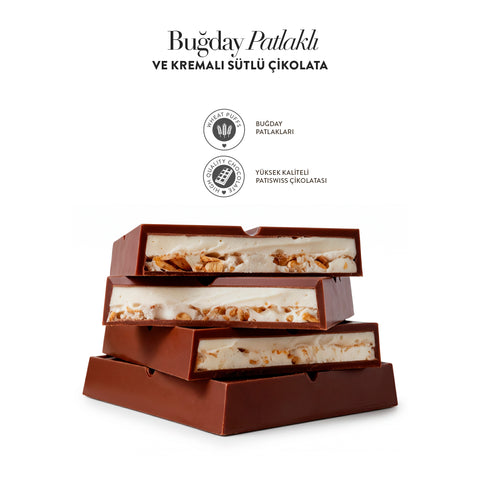 Buğday Patlaklı ve Kremalı Sütlü Çikolata, 100G