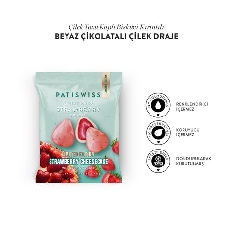 Beyaz Çikolatalı Çilekli Cheesecake Çilek Draje, 50G