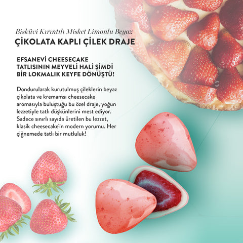 Beyaz Çikolatalı Çilekli Cheesecake Çilek Draje, 50G