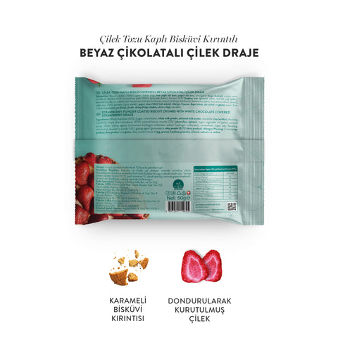 Beyaz Çikolatalı Çilekli Cheesecake Çilek Draje, 50G x 4 Adet