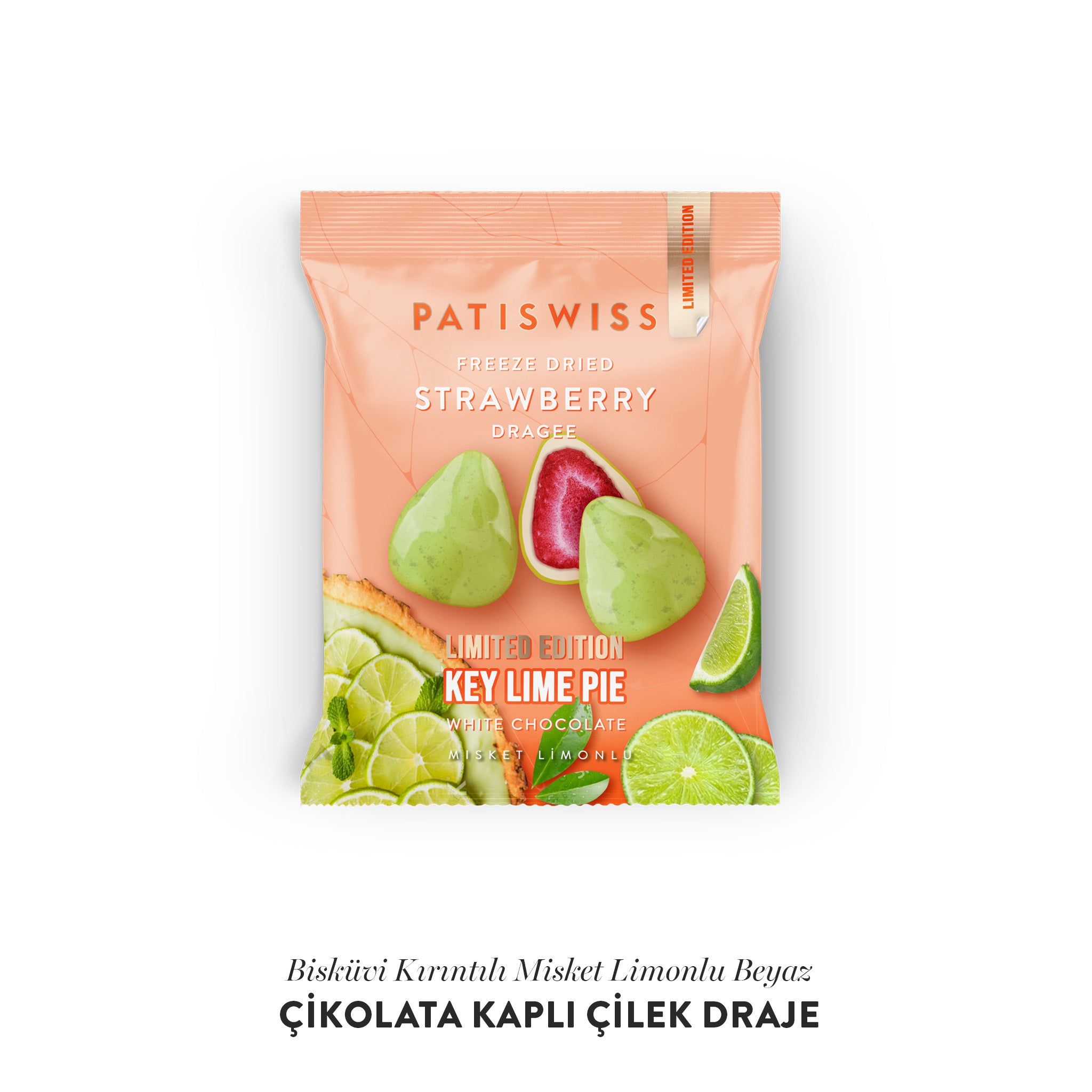 Beyaz Çikolatalı Misket Limonlu Çilek Draje, 50G | PATISWISS