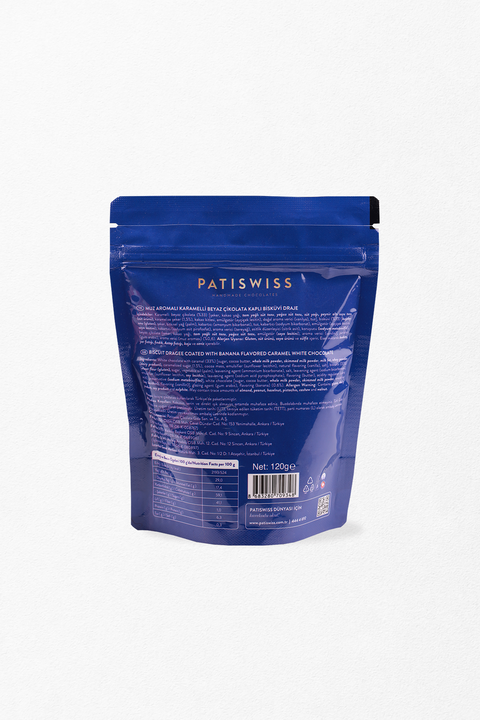 Bittebon Muz Aromalı Karamelli Beyaz Çikolatalı Bisküvi Draje, 120G