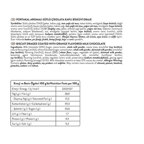 Bittebon Portakal Aromalı Sütlü Çikolatalı Bisküvi Draje, 120G
