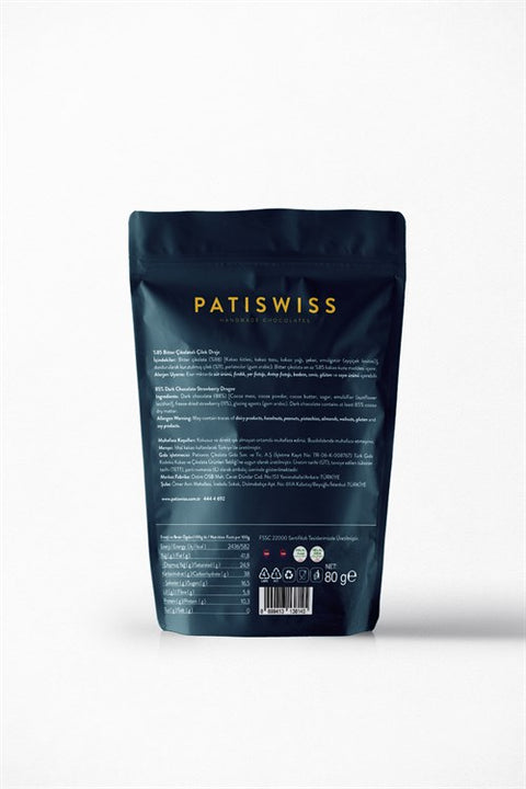 Bitter Çikolatalı %85 Kakao Çilek Draje, 80G