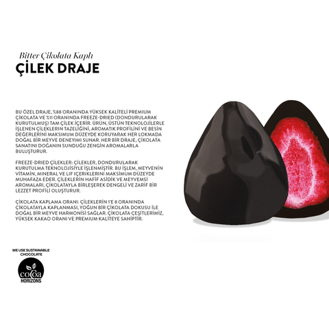 Bitter Çikolatalı Çilek Draje, 80G