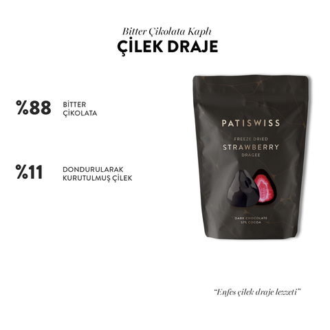 Bitter Çikolatalı Çilek Draje, 80G x 3 Adet