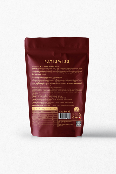 Bitter Çikolatalı Vişne Çubukları, 80G