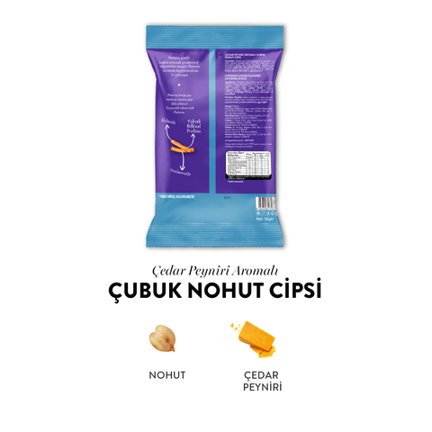 Çedar Peyniri Aromalı Çubuk Nohut Cips, 50G
