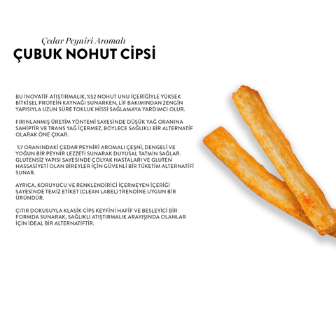 Çedar Peyniri Aromalı Çubuk Nohut Cips, 50G