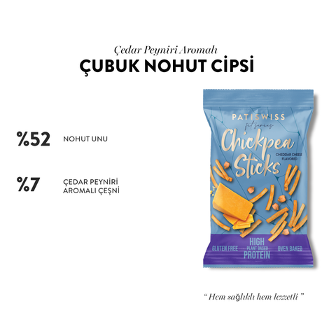 Çedar Peyniri Aromalı Çubuk Nohut Cips, 50G x 6 Adet