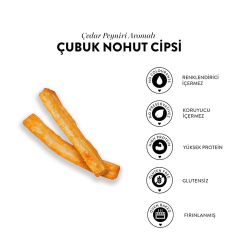 Çedar Peyniri Aromalı Çubuk Nohut Cips, 50G x 6 Adet