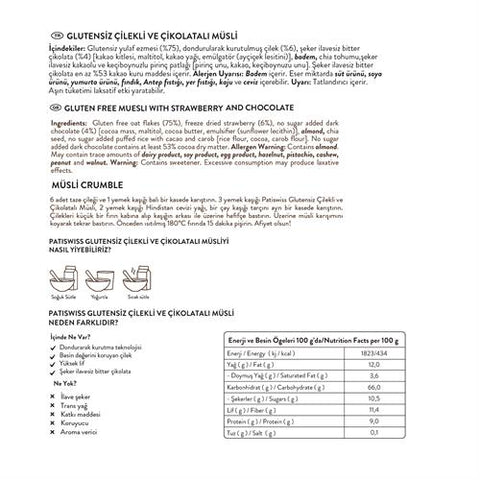 Glutensiz Çilekli ve Çikolatalı Müsli Doypack, 300G